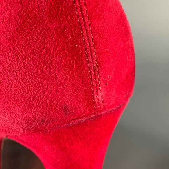 ALEXANDER MCQUEEN Size 8 Red Suede Platform Ankle Boots - Picture 10 of 13